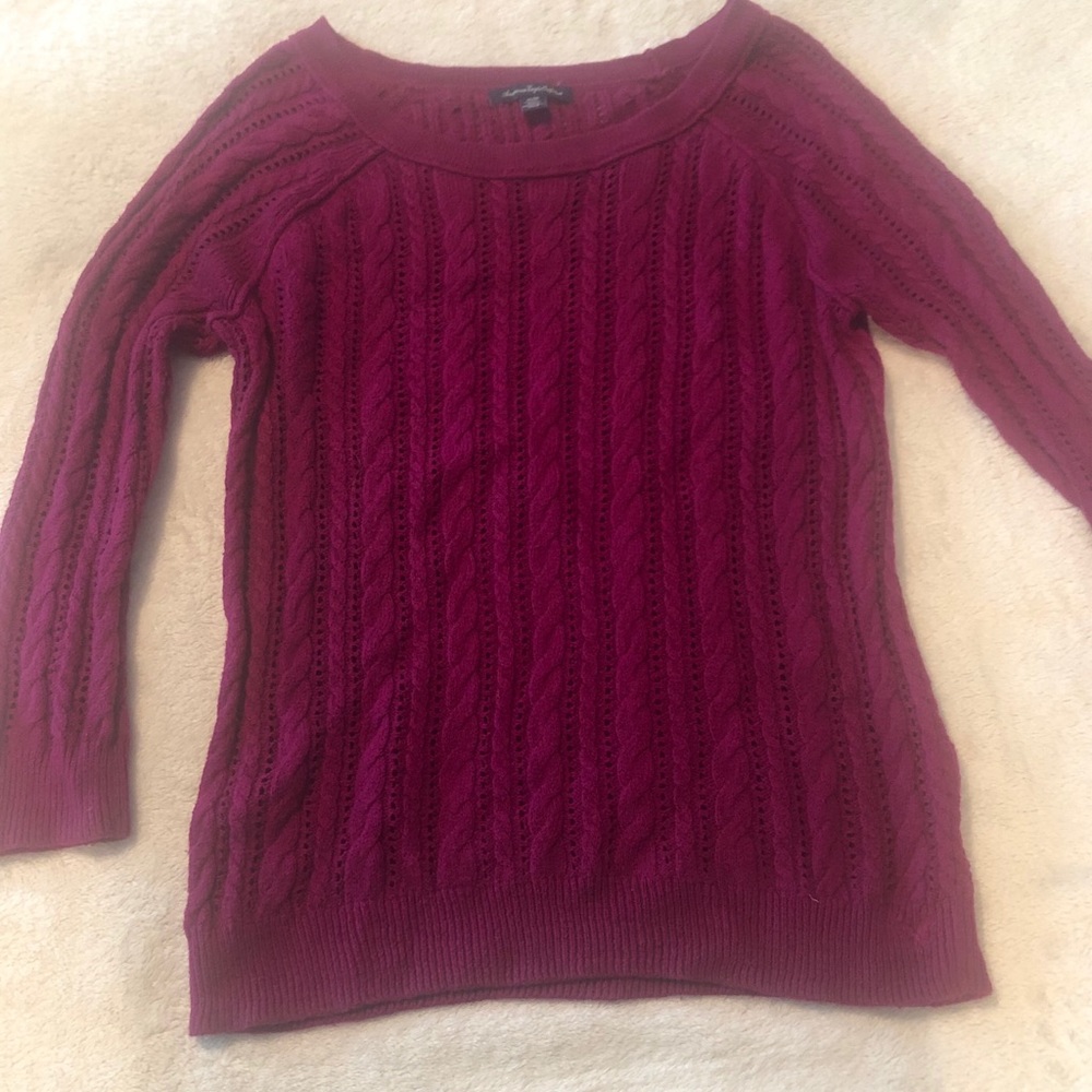 American Eagle 3/4 sleeve open knit sweater